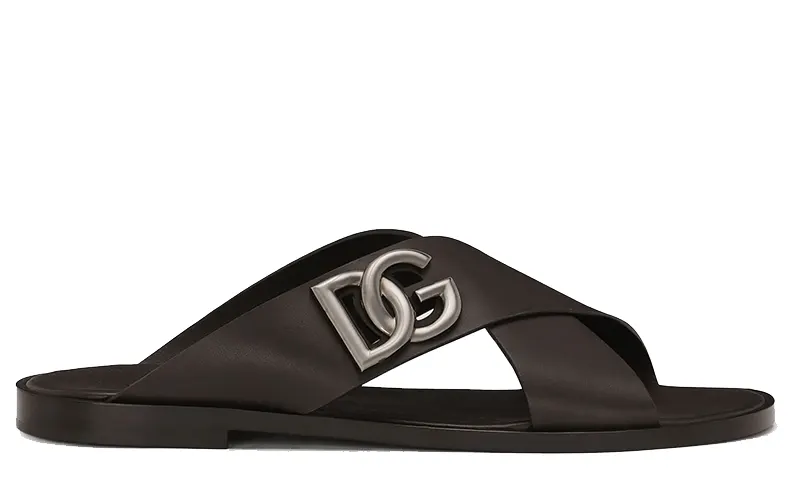 Dolce & Gabbana DG Light Slippers Donkerbruin