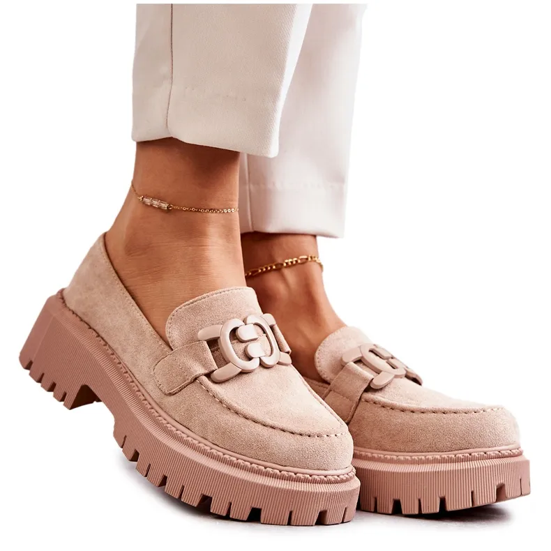 FB2 DAMESBROGUES MET ORNAMENT BEIGE LEEZA H8257