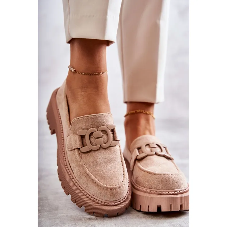FB2 DAMESBROGUES MET ORNAMENT BEIGE LEEZA H8257