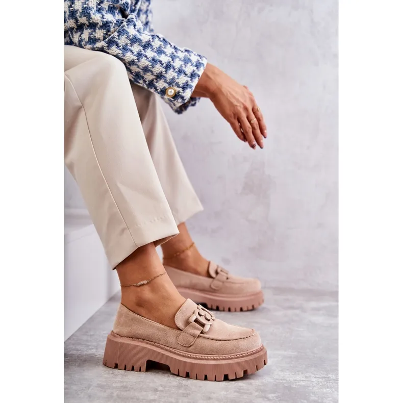 FB2 DAMESBROGUES MET ORNAMENT BEIGE LEEZA H8257