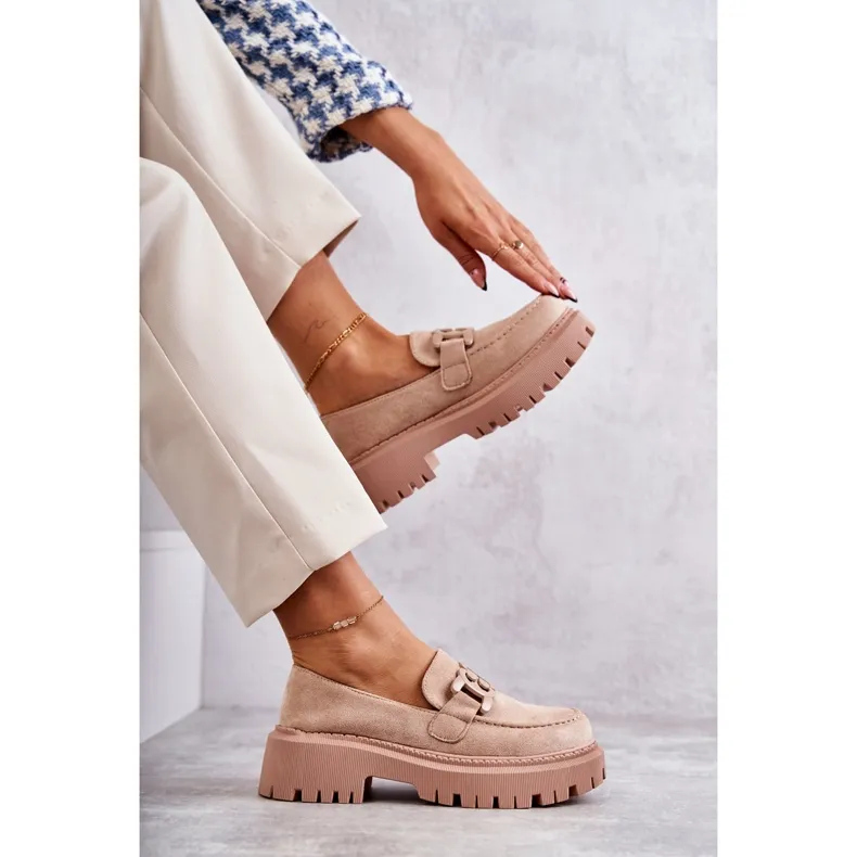 FB2 DAMESBROGUES MET ORNAMENT BEIGE LEEZA H8257
