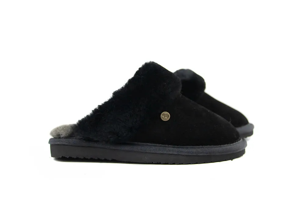 Warmbat Pantoffels Flurry Kids  Black Suede