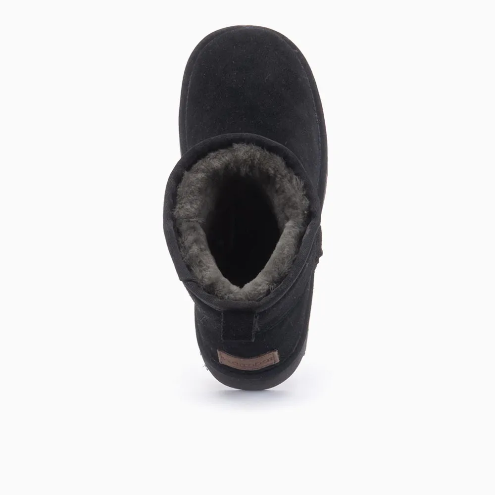 Warmbat Wallaby dames suède boot plateau black