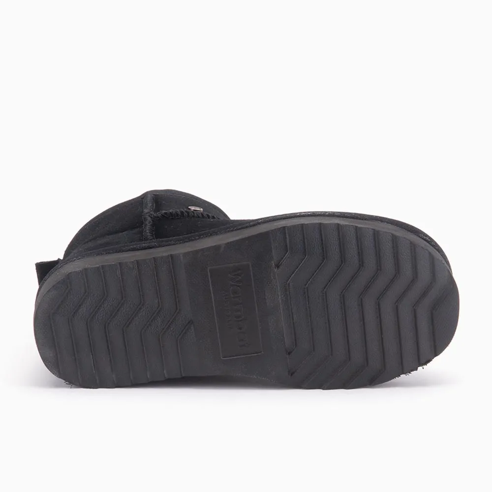 Warmbat Wallaby dames suède boot plateau black